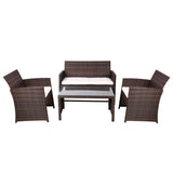 darrahopens Furniture > Outdoor Gardeon Rattan Furniture Outdoor Lounge Setting Wicker Dining Set w/Storage Cover Brown