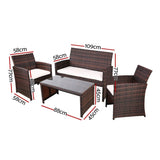 darrahopens Furniture > Outdoor Gardeon Rattan Furniture Outdoor Lounge Setting Wicker Dining Set w/Storage Cover Brown