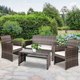 darrahopens Furniture > Outdoor Gardeon Rattan Furniture Outdoor Lounge Setting Wicker Dining Set w/Storage Cover Mixed Grey