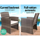 darrahopens Furniture > Outdoor Gardeon Rattan Furniture Outdoor Lounge Setting Wicker Dining Set w/Storage Cover Mixed Grey