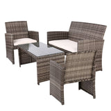 darrahopens Furniture > Outdoor Gardeon Rattan Furniture Outdoor Lounge Setting Wicker Dining Set w/Storage Cover Mixed Grey