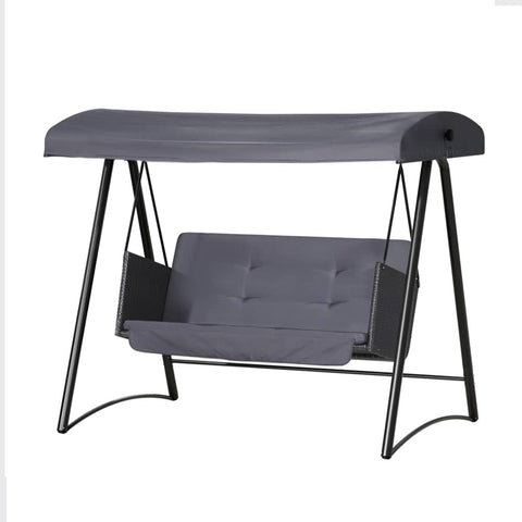 Darrahopens Furniture > Outdoor Gardeon Rattan Swing Chair with Canopy Outdoor Garden Bench 3 Seater Grey