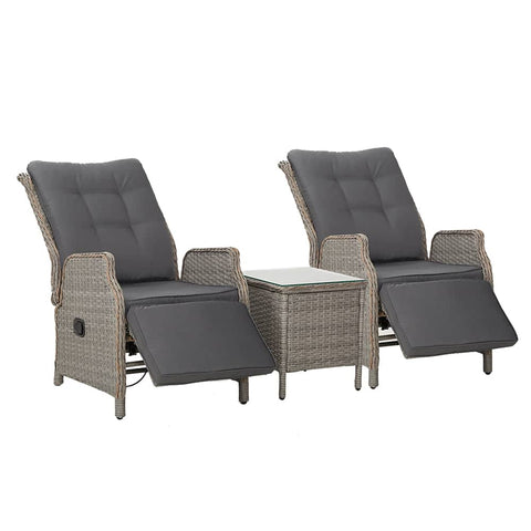 darrahopens Furniture > Outdoor Gardeon Recliner Chairs Outdoor Sun lounge Setting Patio Furniture Wicker Sofa