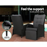 darrahopens Furniture > Outdoor Gardeon Recliner Chairs Sun lounge Setting Outdoor Furniture Patio Wicker Sofa