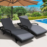 darrahopens Furniture > Outdoor Gardeon Set of 2 Outdoor Sun Lounge Chair with Cushion - Black