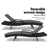 darrahopens Furniture > Outdoor Gardeon Set of 2 Outdoor Sun Lounge Chair with Cushion - Black