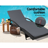 darrahopens Furniture > Outdoor Gardeon Set of 2 Outdoor Sun Lounge Chair with Cushion - Black