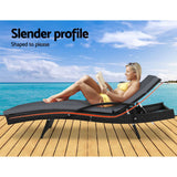 darrahopens Furniture > Outdoor Gardeon Set of 2 Outdoor Sun Lounge Chair with Cushion - Black