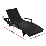darrahopens Furniture > Outdoor Gardeon Set of 2 Outdoor Sun Lounge Chair with Cushion - Black