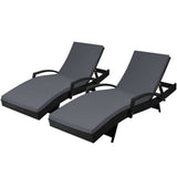 darrahopens Furniture > Outdoor Gardeon Set of 2 Outdoor Sun Lounge Chair with Cushion - Black