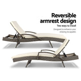 darrahopens Furniture > Outdoor Gardeon Set of 2 Outdoor Sun Lounge Chair with Cushion- Grey