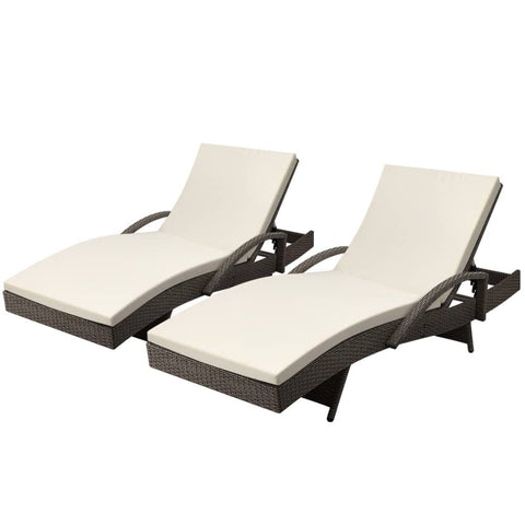 darrahopens Furniture > Outdoor Gardeon Set of 2 Outdoor Sun Lounge Chair with Cushion- Grey