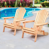 darrahopens Furniture > Outdoor Gardeon Set of 2 Patio Furniture Outdoor Chairs Beach Chair Wooden Adirondack Garden Lounge