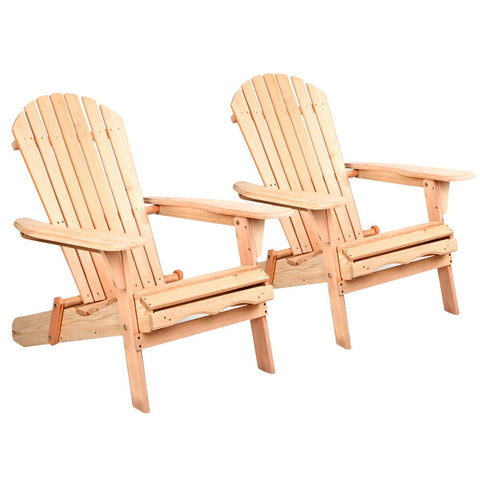 darrahopens Furniture > Outdoor Gardeon Set of 2 Patio Furniture Outdoor Chairs Beach Chair Wooden Adirondack Garden Lounge