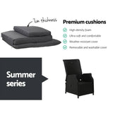 darrahopens Furniture > Outdoor Gardeon Set of 2 Recliner Chairs Sun lounge Outdoor Furniture Setting Patio Wicker Sofa Black
