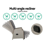 darrahopens Furniture > Outdoor Gardeon Set of 2 Recliner Chairs Sun lounge Outdoor Furniture Setting Patio Wicker Sofa Grey