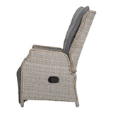 darrahopens Furniture > Outdoor Gardeon Set of 2 Recliner Chairs Sun lounge Outdoor Furniture Setting Patio Wicker Sofa Grey