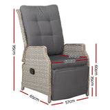 darrahopens Furniture > Outdoor Gardeon Set of 2 Recliner Chairs Sun lounge Outdoor Furniture Setting Patio Wicker Sofa Grey