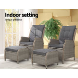 darrahopens Furniture > Outdoor Gardeon Set of 2 Recliner Chairs Sun lounge Outdoor Patio Furniture Wicker Sofa Lounger