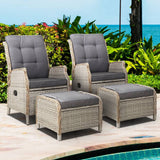 darrahopens Furniture > Outdoor Gardeon Set of 2 Recliner Chairs Sun lounge Outdoor Patio Furniture Wicker Sofa Lounger
