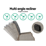 darrahopens Furniture > Outdoor Gardeon Set of 2 Recliner Chairs Sun lounge Outdoor Patio Furniture Wicker Sofa Lounger