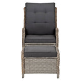 darrahopens Furniture > Outdoor Gardeon Set of 2 Recliner Chairs Sun lounge Outdoor Patio Furniture Wicker Sofa Lounger