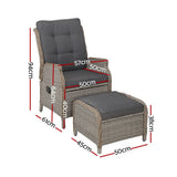 darrahopens Furniture > Outdoor Gardeon Set of 2 Recliner Chairs Sun lounge Outdoor Patio Furniture Wicker Sofa Lounger