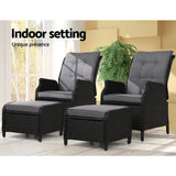 darrahopens Furniture > Outdoor Gardeon Set of 2 Recliner Chairs Sun lounge Outdoor Setting Patio Furniture Wicker Sofa