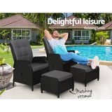 darrahopens Furniture > Outdoor Gardeon Set of 2 Recliner Chairs Sun lounge Outdoor Setting Patio Furniture Wicker Sofa