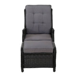 darrahopens Furniture > Outdoor Gardeon Set of 2 Recliner Chairs Sun lounge Outdoor Setting Patio Furniture Wicker Sofa