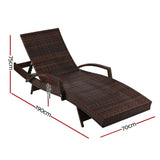 darrahopens Furniture > Outdoor Gardeon Set of 2 Sun Lounge Outdoor Furniture Day Bed Rattan Wicker Lounger Patio