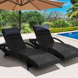 darrahopens Furniture > Outdoor Gardeon Set of 2 Sun Lounge Outdoor Furniture Wicker Lounger Rattan Day Bed Garden Patio Black