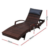 darrahopens Furniture > Outdoor Gardeon Set of 2 Sun Lounge Outdoor Furniture Wicker Lounger Rattan Day Bed Garden Patio Brown