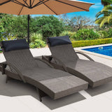 darrahopens Furniture > Outdoor Gardeon Set of 2 Sun Lounge Outdoor Furniture Wicker Lounger Rattan Day Bed Garden Patio Grey