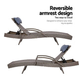 darrahopens Furniture > Outdoor Gardeon Set of 2 Sun Lounge Outdoor Furniture Wicker Lounger Rattan Day Bed Garden Patio Grey