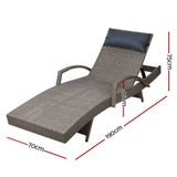darrahopens Furniture > Outdoor Gardeon Set of 2 Sun Lounge Outdoor Furniture Wicker Lounger Rattan Day Bed Garden Patio Grey