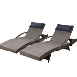 darrahopens Furniture > Outdoor Gardeon Set of 2 Sun Lounge Outdoor Furniture Wicker Lounger Rattan Day Bed Garden Patio Grey
