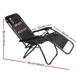 darrahopens Furniture > Outdoor Gardeon Set of 2 Zero Gravity Chairs Reclining Outdoor Furniture Sun Lounge Folding Camping Lounger Black