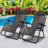 darrahopens Furniture > Outdoor Gardeon Set of 2 Zero Gravity Chairs Reclining Outdoor Furniture Sun Lounge Folding Camping Lounger Grey