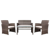darrahopens Furniture > Outdoor Gardeon Set of 4 Outdoor Lounge Setting Rattan Patio Wicker Dining Set Mixed Grey