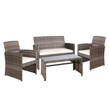 darrahopens Furniture > Outdoor Gardeon Set of 4 Outdoor Lounge Setting Rattan Patio Wicker Dining Set Mixed Grey