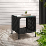 darrahopens Furniture > Outdoor Gardeon Side Table Coffee Patio Outdoor Furniture Rattan Desk Indoor Garden Black
