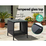 darrahopens Furniture > Outdoor Gardeon Side Table Coffee Patio Outdoor Furniture Rattan Desk Indoor Garden Black