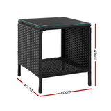 darrahopens Furniture > Outdoor Gardeon Side Table Coffee Patio Outdoor Furniture Rattan Desk Indoor Garden Black