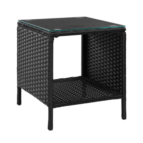 darrahopens Furniture > Outdoor Gardeon Side Table Coffee Patio Outdoor Furniture Rattan Desk Indoor Garden Black