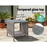 darrahopens Furniture > Outdoor Gardeon Side Table Coffee Patio Outdoor Furniture Rattan Desk Indoor Garden Grey