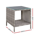 darrahopens Furniture > Outdoor Gardeon Side Table Coffee Patio Outdoor Furniture Rattan Desk Indoor Garden Grey