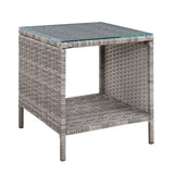 darrahopens Furniture > Outdoor Gardeon Side Table Coffee Patio Outdoor Furniture Rattan Desk Indoor Garden Grey