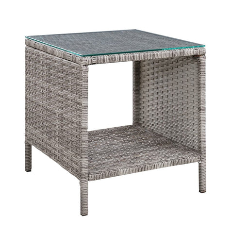 darrahopens Furniture > Outdoor Gardeon Side Table Coffee Patio Outdoor Furniture Rattan Desk Indoor Garden Grey