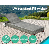 Darrahopens Furniture > Outdoor Gardeon Sun Lounge Wicker Lounger Day Bed Wheel Patio Outdoor Furniture Setting